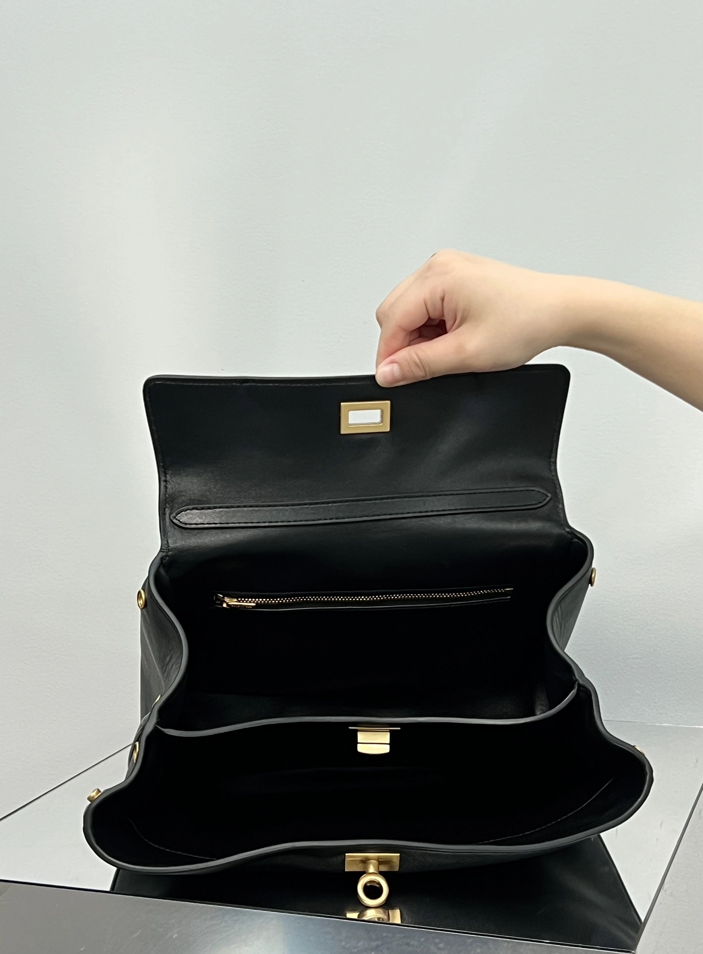 Upgraded Balenciaga 24S Black Gold Slouchy Handbag -  Elegance Redefined 72561
