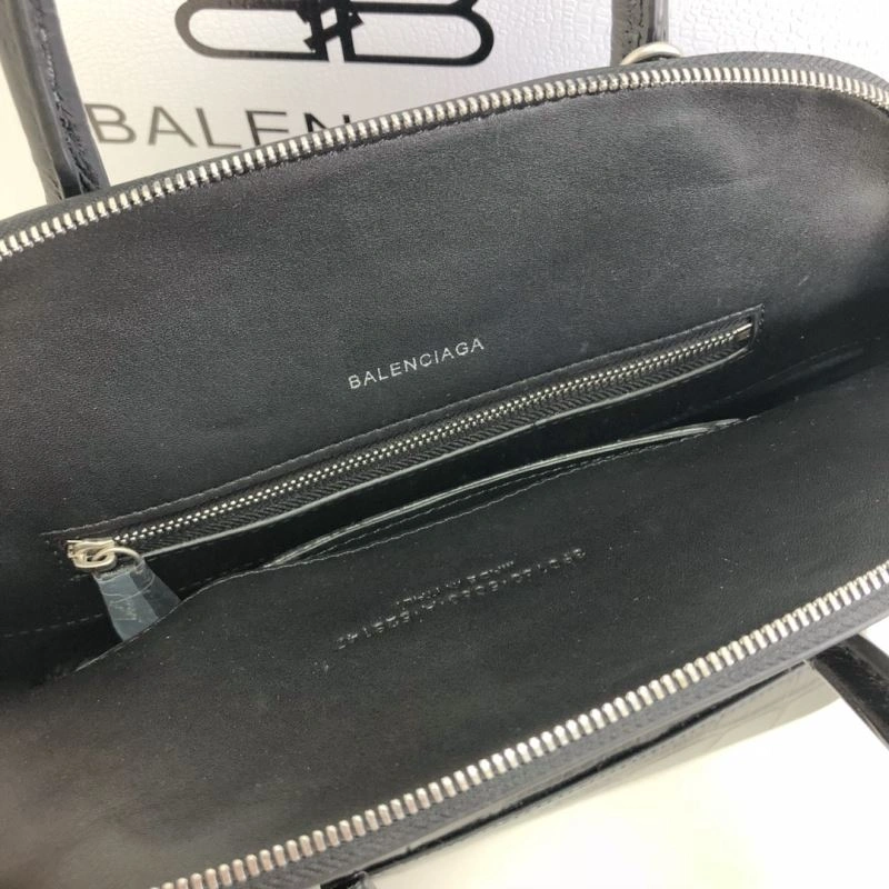 TechFriendly Balenciaga 26cm Black Crocodile Pattern Shell Bag with Strap 78558