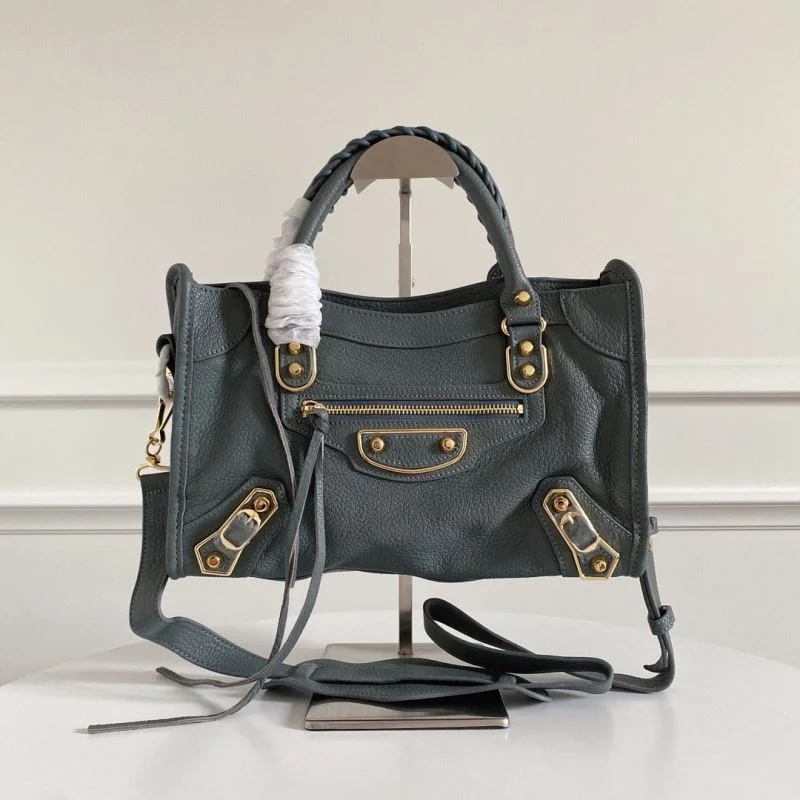 Versatile Balenciaga Antique Gold Studded Goat Leather Motorcycle Bag -Balenciaga 38316