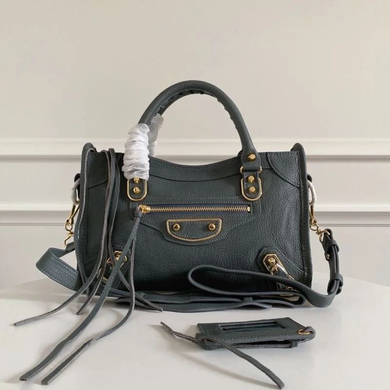 Versatile Balenciaga Antique Gold Studded Goat Leather Motorcycle Bag -Balenciaga 38316