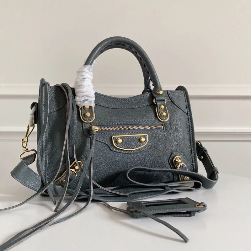 Versatile Balenciaga Antique Gold Studded Goat Leather Motorcycle Bag -Balenciaga 38316