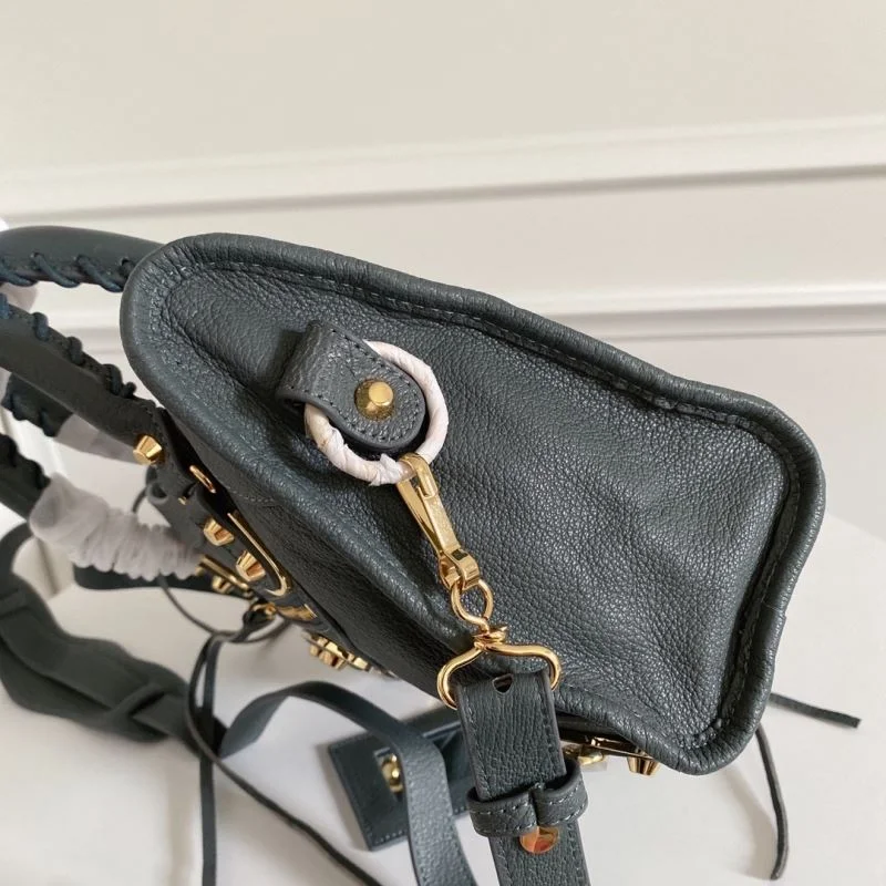 Versatile Balenciaga Antique Gold Studded Goat Leather Motorcycle Bag -Balenciaga 38316
