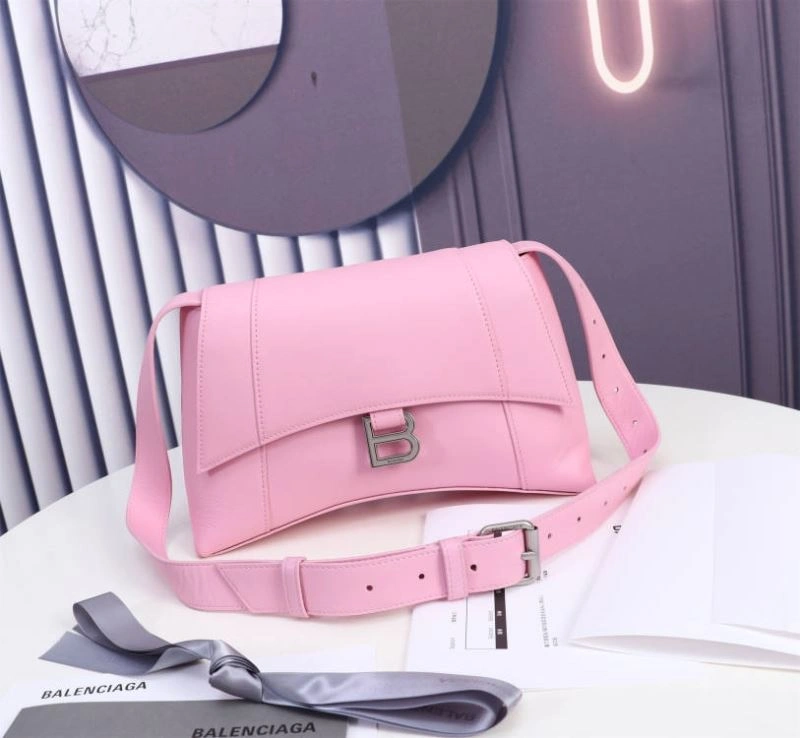 EasyMatch Balenciaga Arc Shape Sakura Pink Hourglass Bag with Embossed Texture 75315