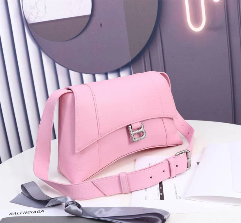 EasyMatch Balenciaga Arc Shape Sakura Pink Hourglass Bag with Embossed Texture 75315