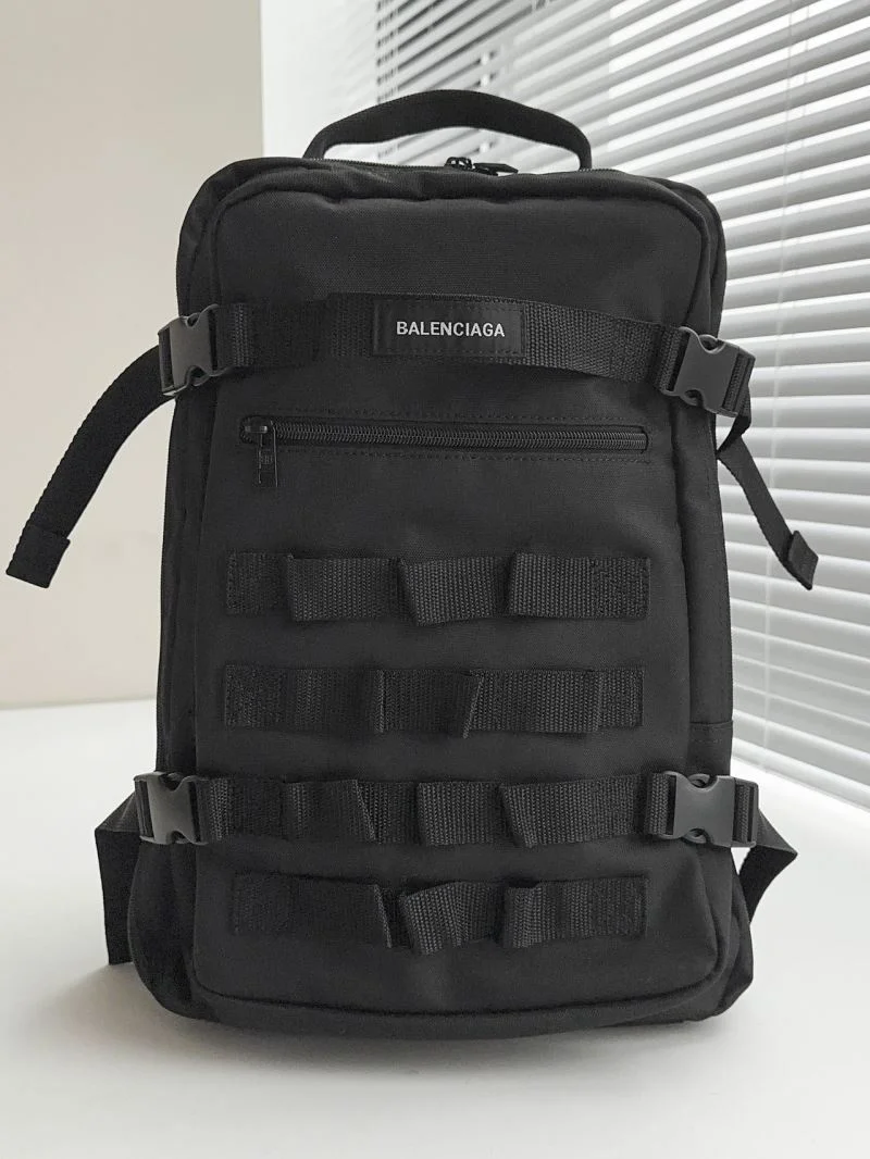 QuickDry Balenciaga Army SPACE Black Nylon Multi-Compartment Backpack 38324