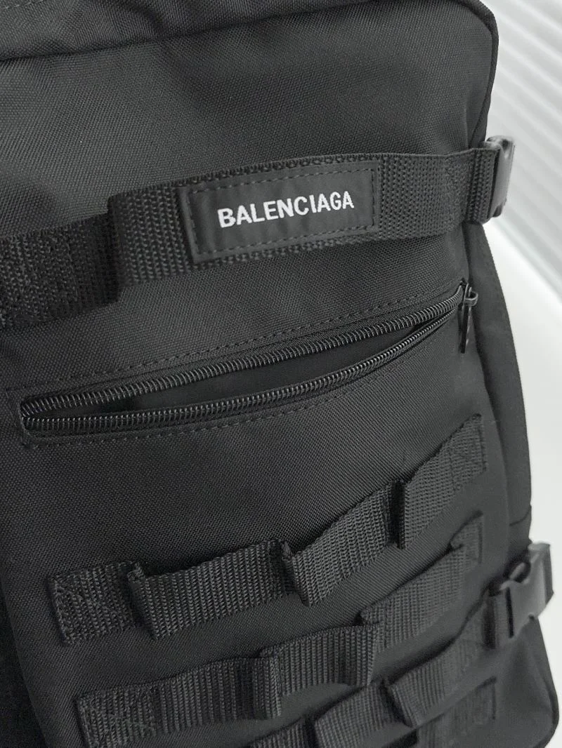 QuickDry Balenciaga Army SPACE Black Nylon Multi-Compartment Backpack 38324
