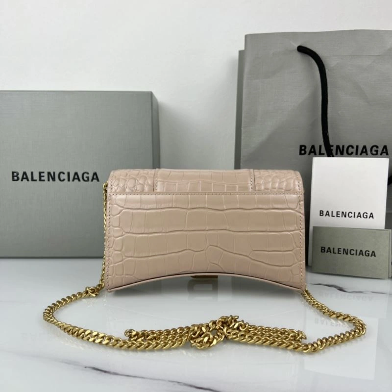 Casual Balenciaga B Brand 19cm Hourglass Crescent Chain Crossbody Bag 78653