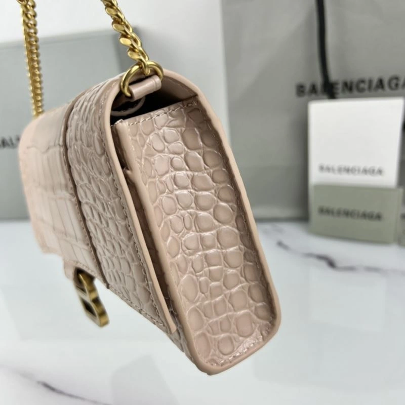 Casual Balenciaga B Brand 19cm Hourglass Crescent Chain Crossbody Bag 78653