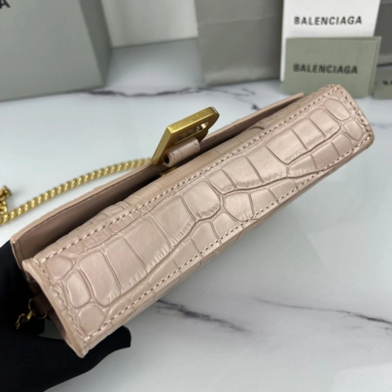 Casual Balenciaga B Brand 19cm Hourglass Crescent Chain Crossbody Bag 78653