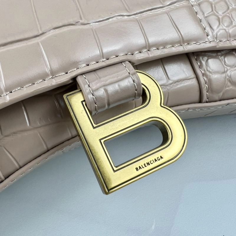 Casual Balenciaga B Brand 19cm Hourglass Crescent Chain Crossbody Bag 78653