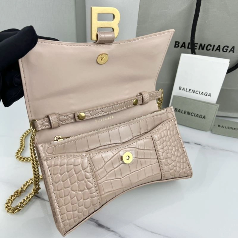 Casual Balenciaga B Brand 19cm Hourglass Crescent Chain Crossbody Bag 78653