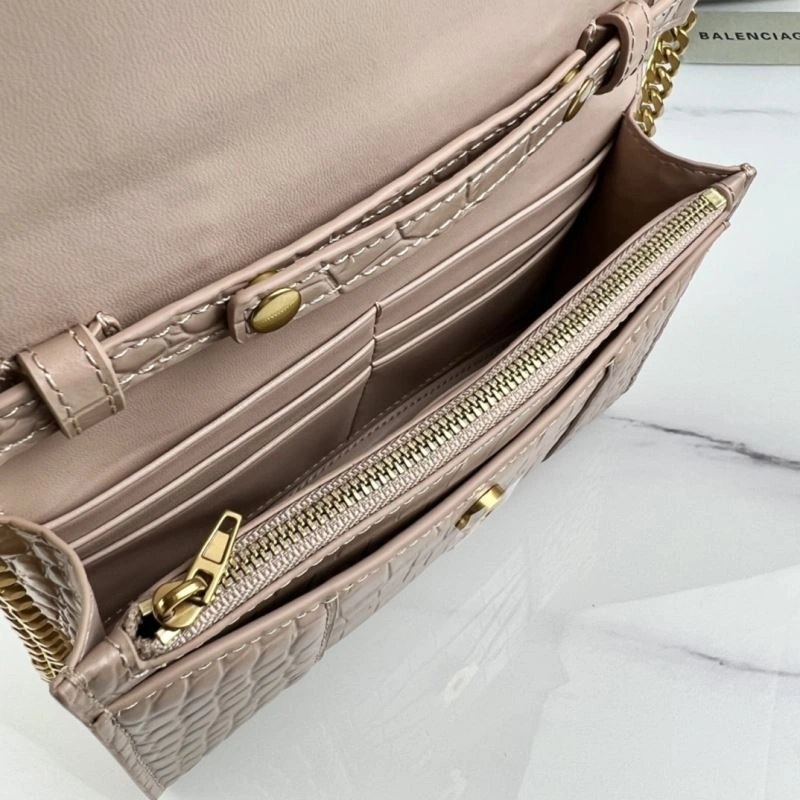Casual Balenciaga B Brand 19cm Hourglass Crescent Chain Crossbody Bag 78653