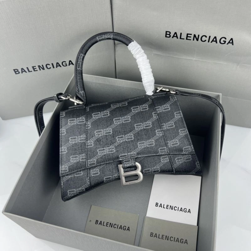 Colorful Balenciaga BB Monogram Hourglass Bag in Old Flower Brown 78695