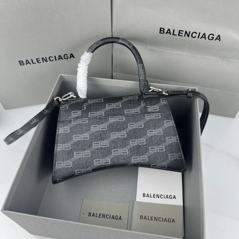 Colorful Balenciaga BB Monogram Hourglass Bag in Old Flower Brown 78695