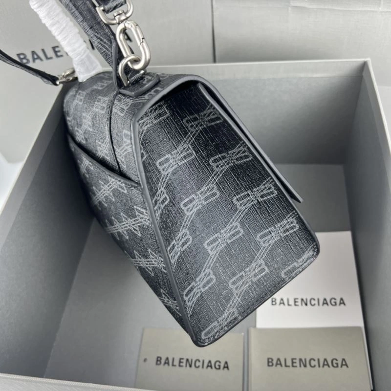Colorful Balenciaga BB Monogram Hourglass Bag in Old Flower Brown 78695