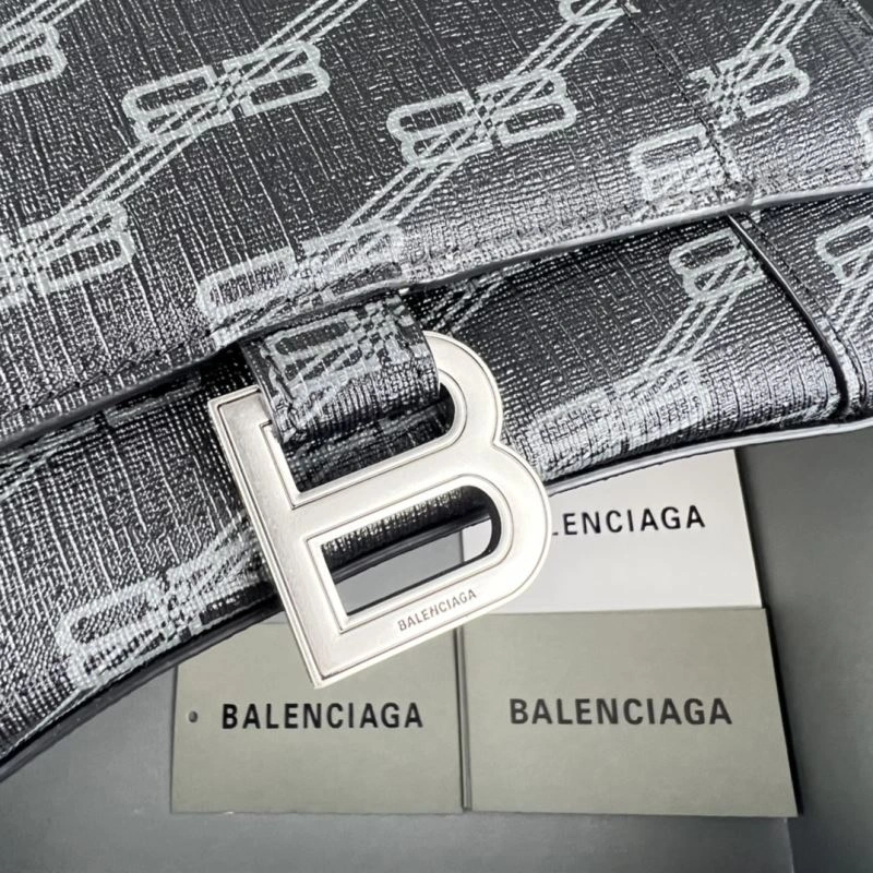 Colorful Balenciaga BB Monogram Hourglass Bag in Old Flower Brown 78695