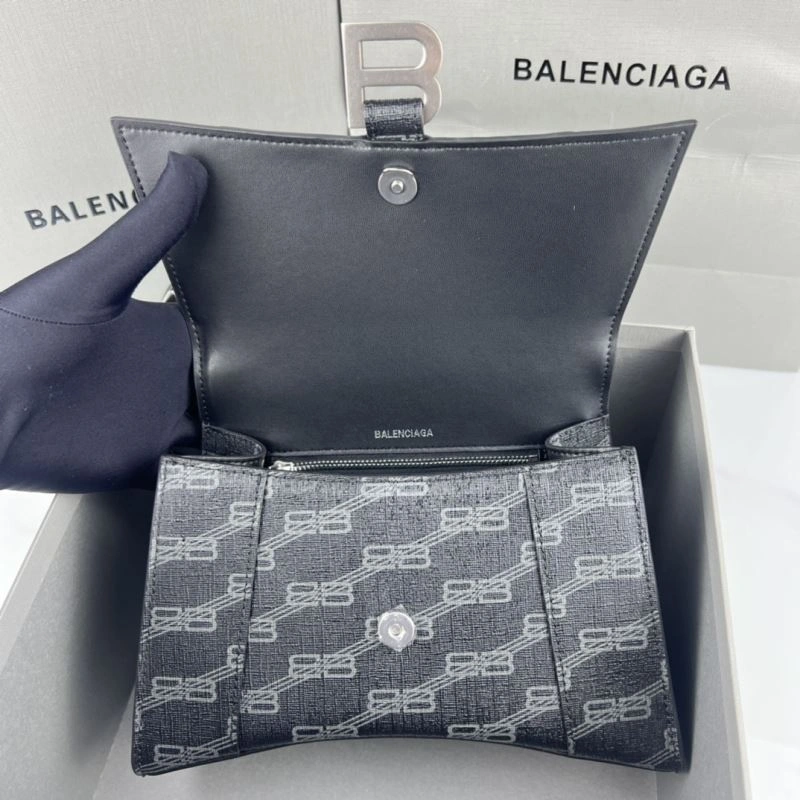 Colorful Balenciaga BB Monogram Hourglass Bag in Old Flower Brown 78695