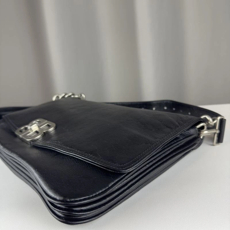 Balenciaga BB  Large Black Underarm Bag with Chain Strap MultiPurpose 75260