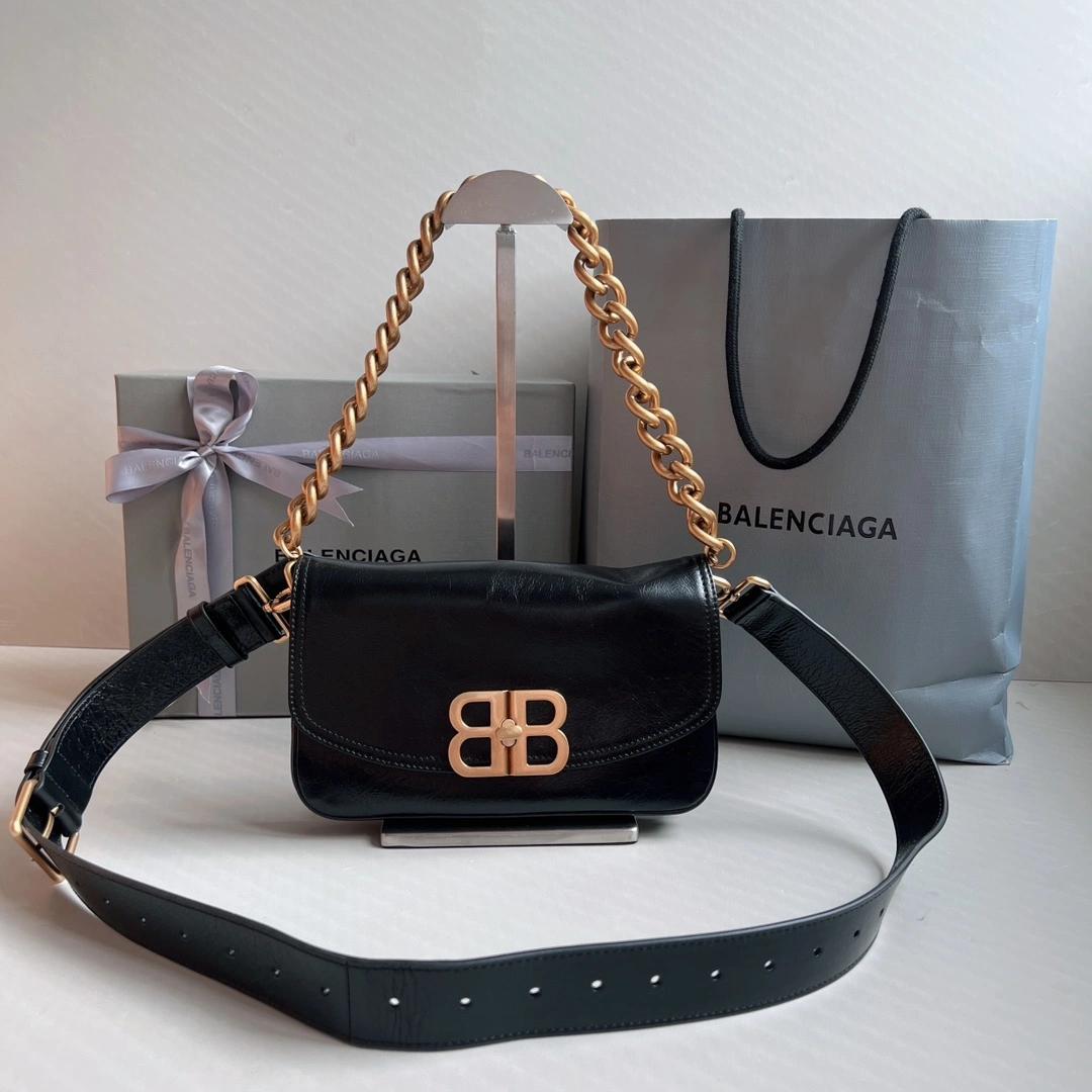 Comfortable Balenciaga BB  Series Black Chain Underarm Bag 60883