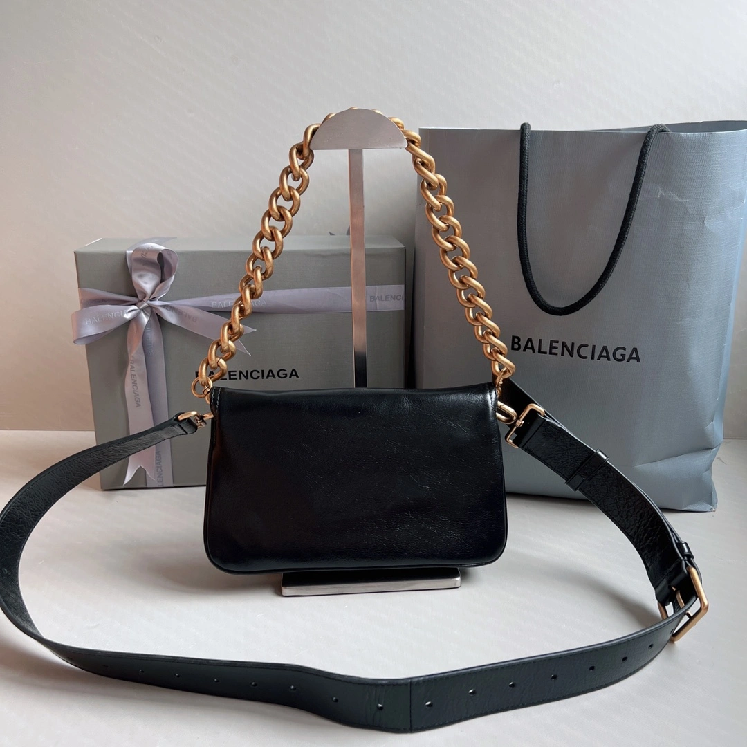 Comfortable Balenciaga BB  Series Black Chain Underarm Bag 60883