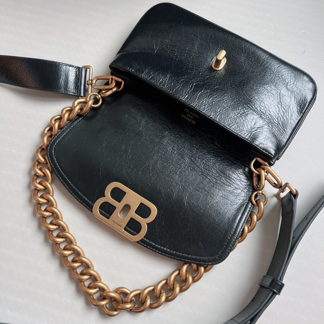 Comfortable Balenciaga BB  Series Black Chain Underarm Bag 60883