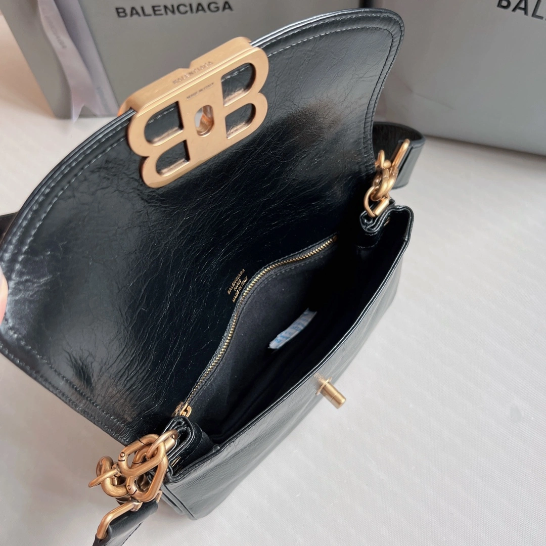 Comfortable Balenciaga BB  Series Black Chain Underarm Bag 60883