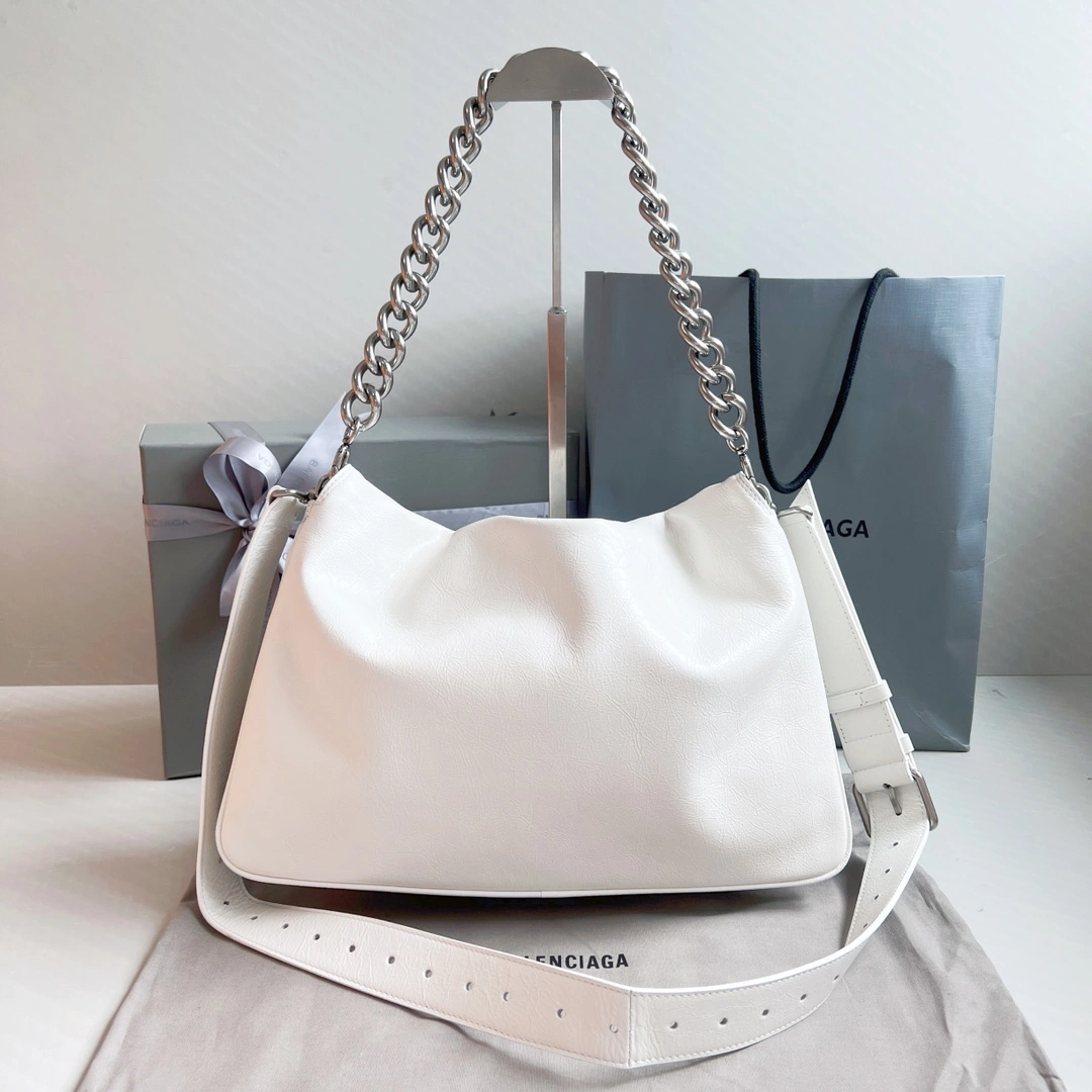TimelessDesign Balenciaga BB  Series Large Oil-Wax White Bag 60899