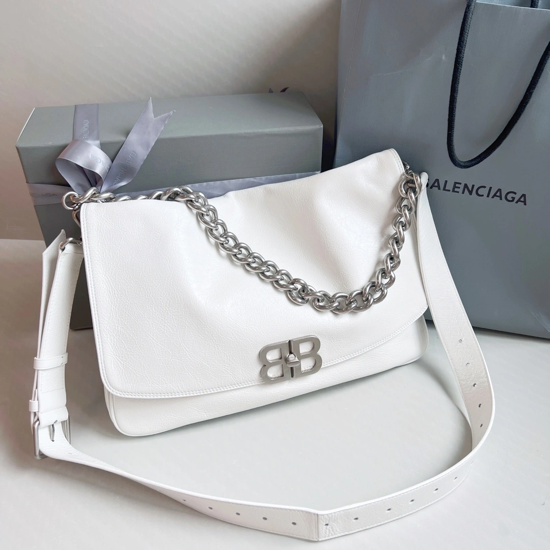 TimelessDesign Balenciaga BB  Series Large Oil-Wax White Bag 60899