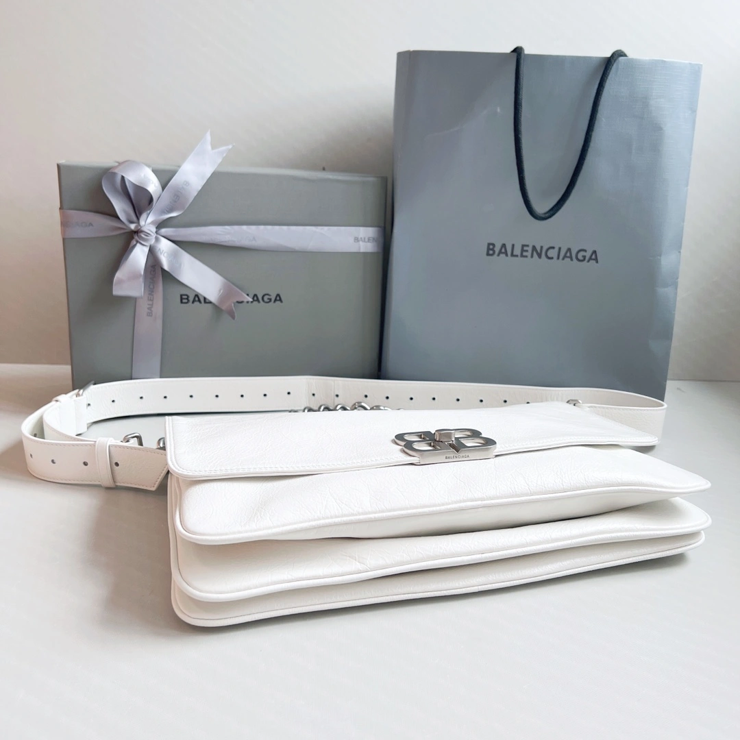 TimelessDesign Balenciaga BB  Series Large Oil-Wax White Bag 60899
