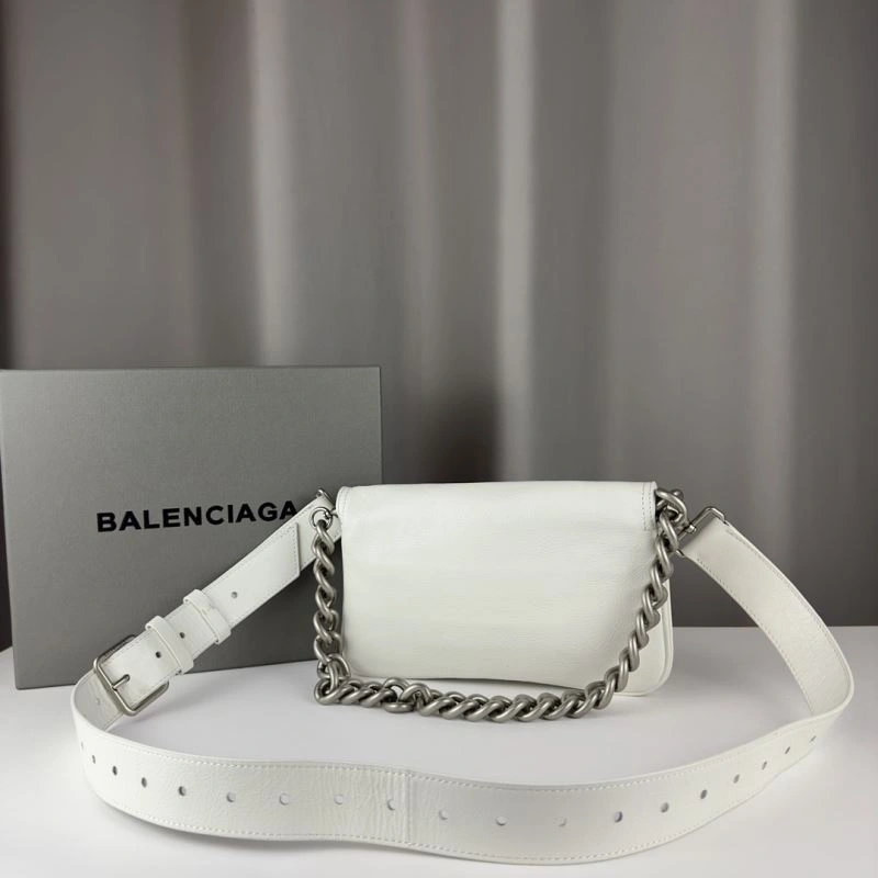 Comfortable Balenciaga BB  Small White Underarm Bag with Chain Strap 75270