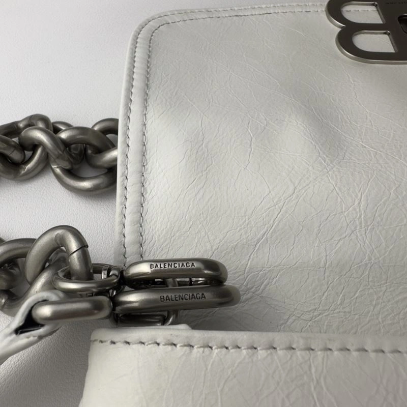 Comfortable Balenciaga BB  Small White Underarm Bag with Chain Strap 75270
