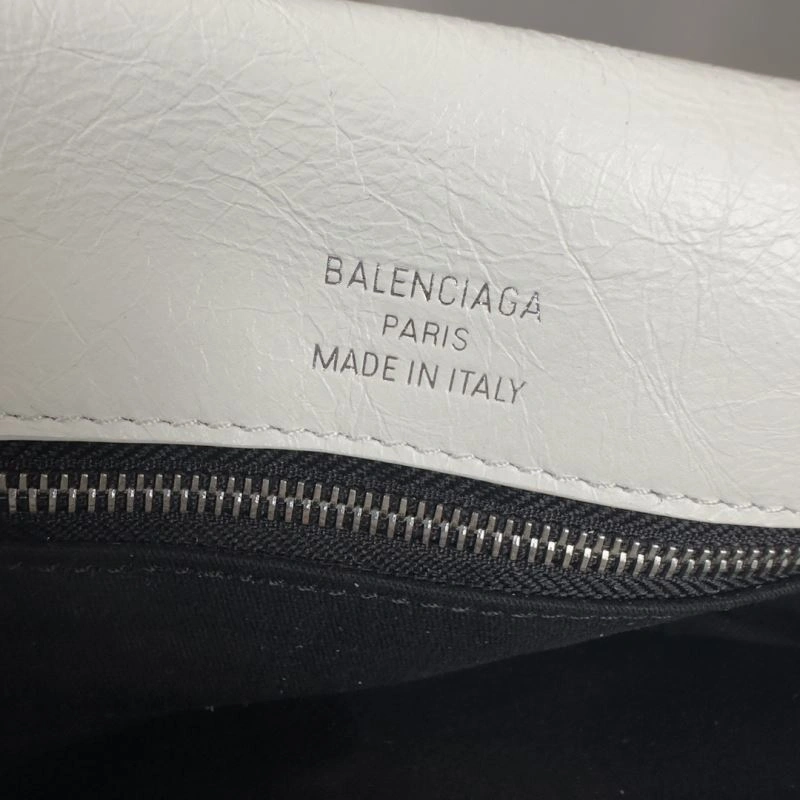 Comfortable Balenciaga BB  Small White Underarm Bag with Chain Strap 75270