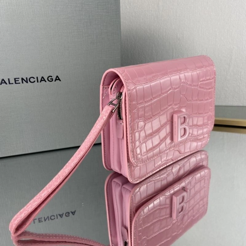 Sophisticated Balenciaga Barbie Pink Crocodile Big B Tofu Bag 78324