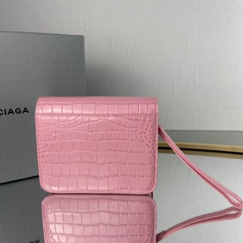 Sophisticated Balenciaga Barbie Pink Crocodile Big B Tofu Bag 78324