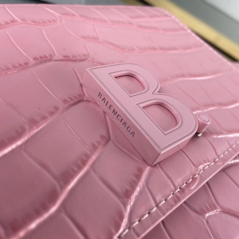 Sophisticated Balenciaga Barbie Pink Crocodile Big B Tofu Bag 78324