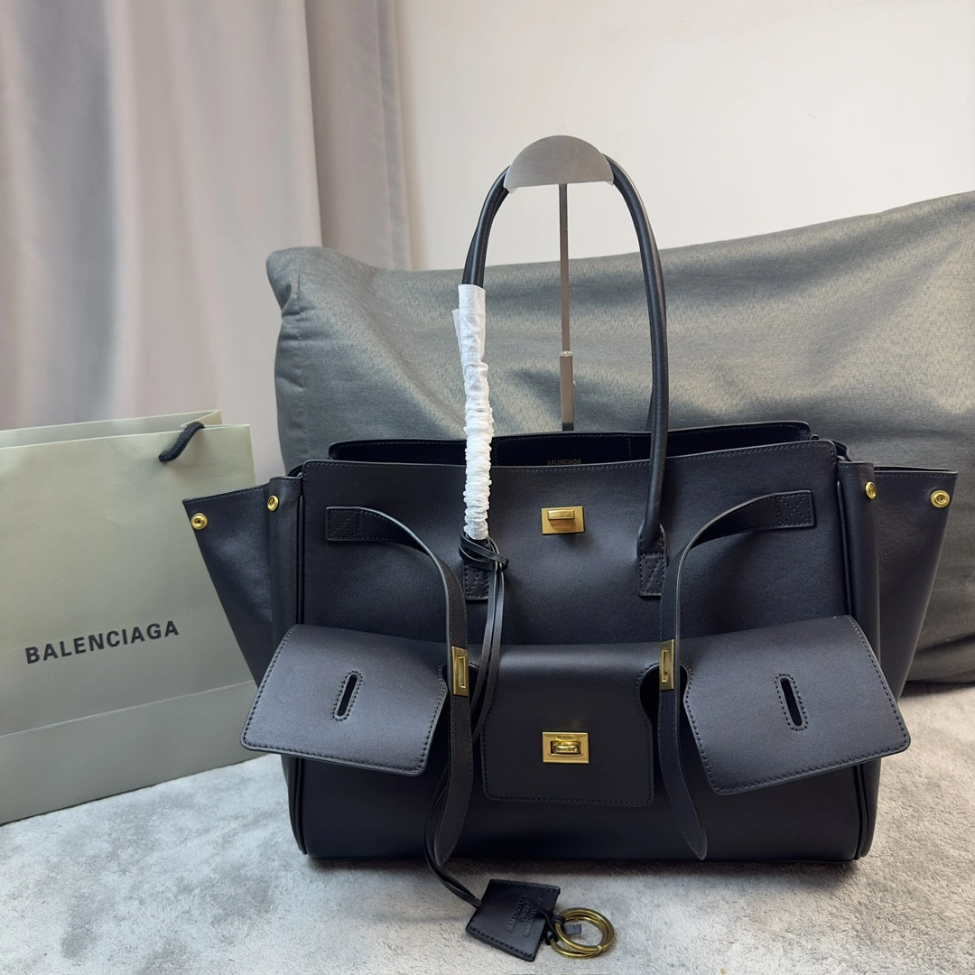 Balenciaga Bel-Air  Calfskin Bag with Iconic Square Lock SmoothTexture 64666