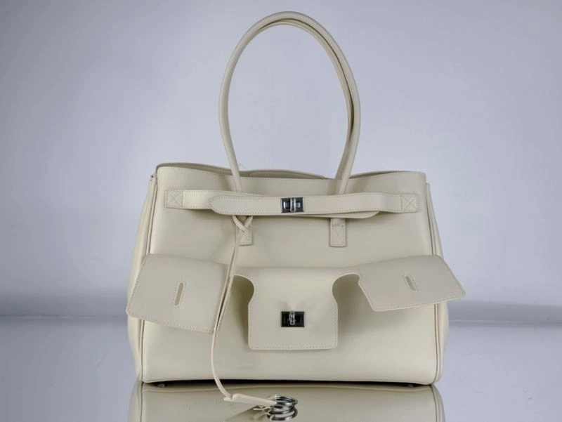 Tailored Balenciaga Bel-Air Oversized  Calfskin Bag with Square Lock 67010