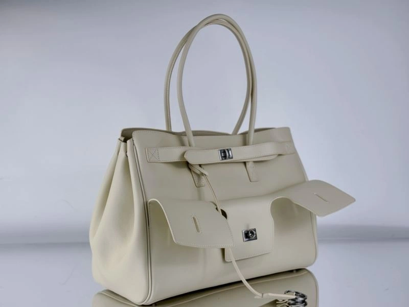 Tailored Balenciaga Bel-Air Oversized  Calfskin Bag with Square Lock 67010