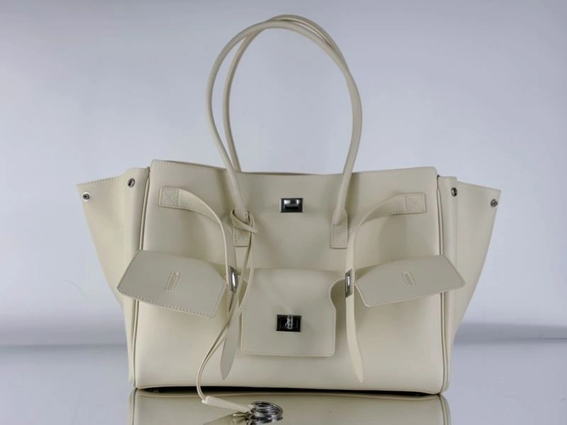 Tailored Balenciaga Bel-Air Oversized  Calfskin Bag with Square Lock 67010