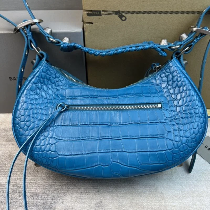 Balenciaga Big Blue Crocodile Half-Moon Motorcycle Style Dumpling Bag Stylish 38353