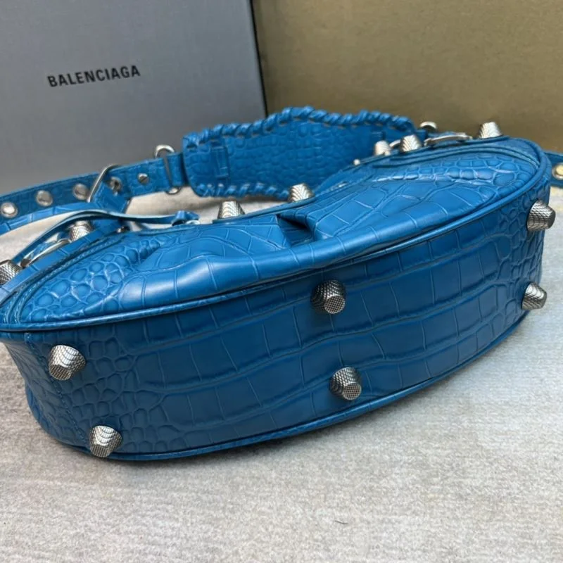 Balenciaga Big Blue Crocodile Half-Moon Motorcycle Style Dumpling Bag Stylish 38353