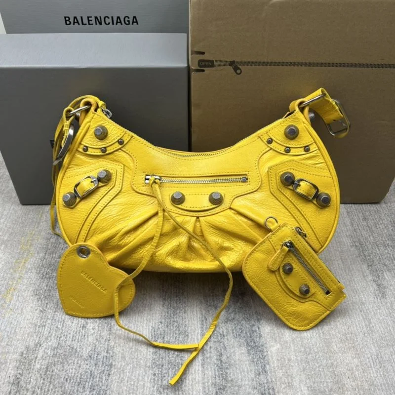 Chic Balenciaga Big Yellow  Half-Moon Motorcycle Dumpling Bag 38354