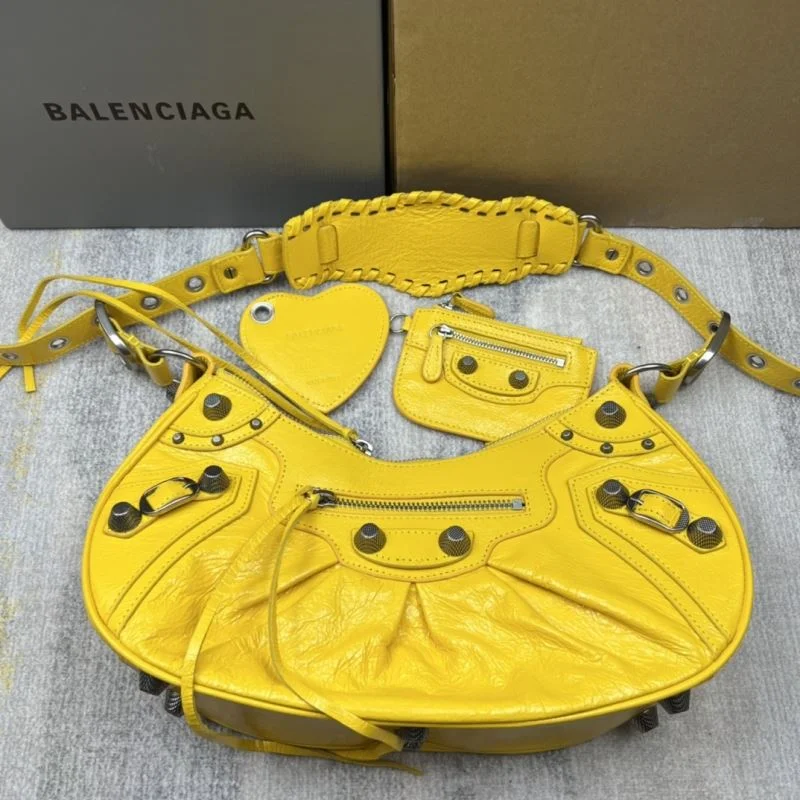 Chic Balenciaga Big Yellow  Half-Moon Motorcycle Dumpling Bag 38354