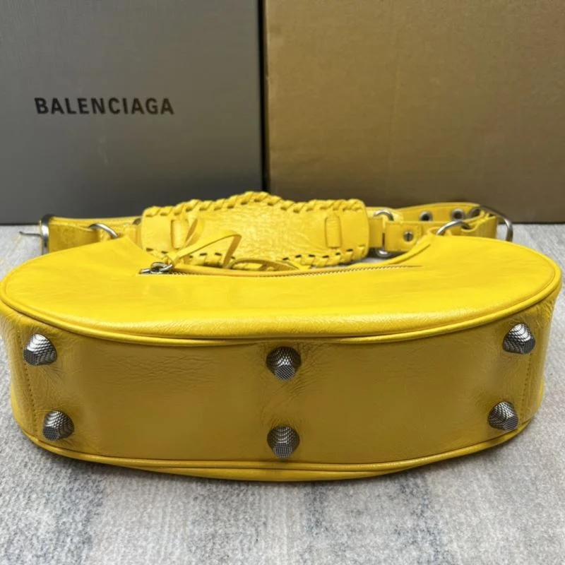 Chic Balenciaga Big Yellow  Half-Moon Motorcycle Dumpling Bag 38354