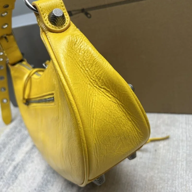 Chic Balenciaga Big Yellow  Half-Moon Motorcycle Dumpling Bag 38354
