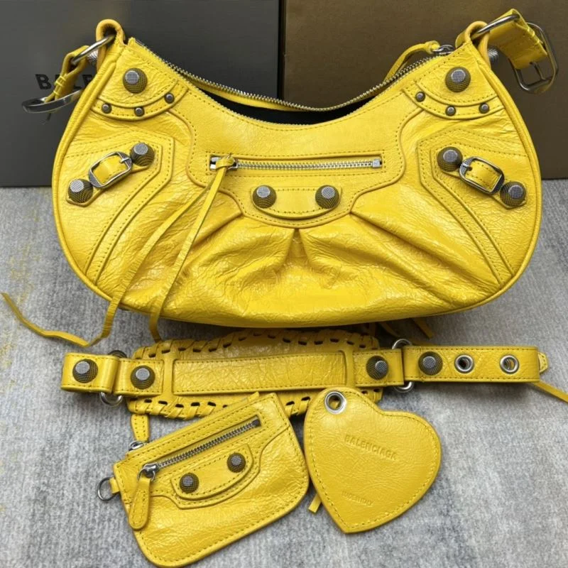 Chic Balenciaga Big Yellow  Half-Moon Motorcycle Dumpling Bag 38354