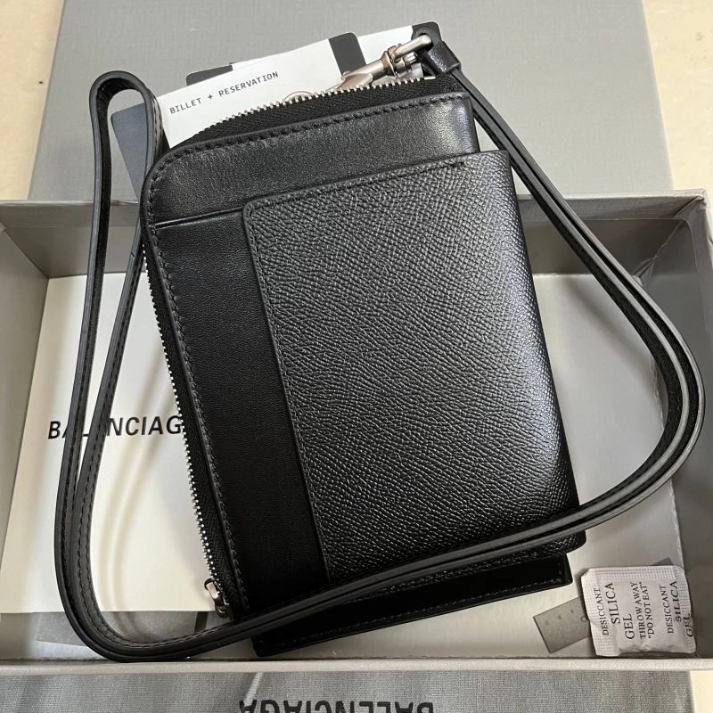 Balenciaga Black Batch Passport Wallet with Detachable Strap Original 69950