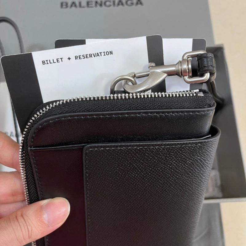 Balenciaga Black Batch Passport Wallet with Detachable Strap Original 69950