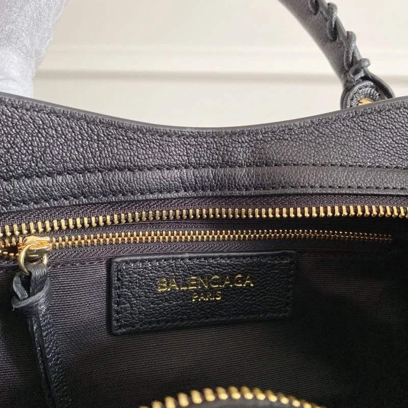 Colorful Balenciaga Black Goat Leather Motorcycle Bag with Gold Studs 38309
