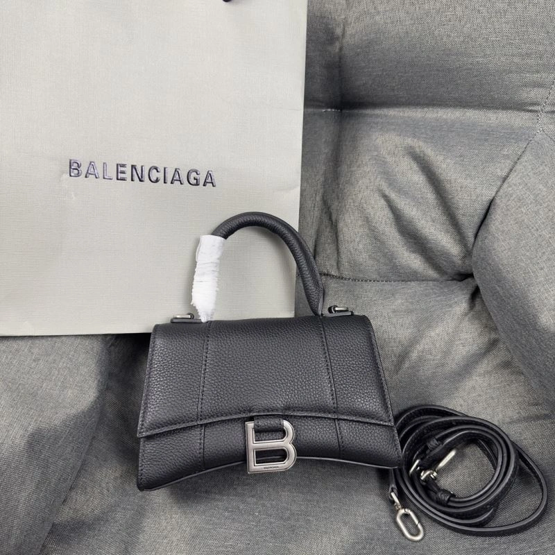 Thermal Balenciaga Black Lychee Hourglass XS Bag with Arc Design 69982